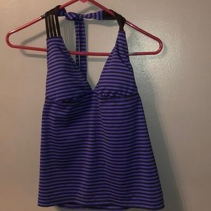 Purple and Black Bathing Suit Top